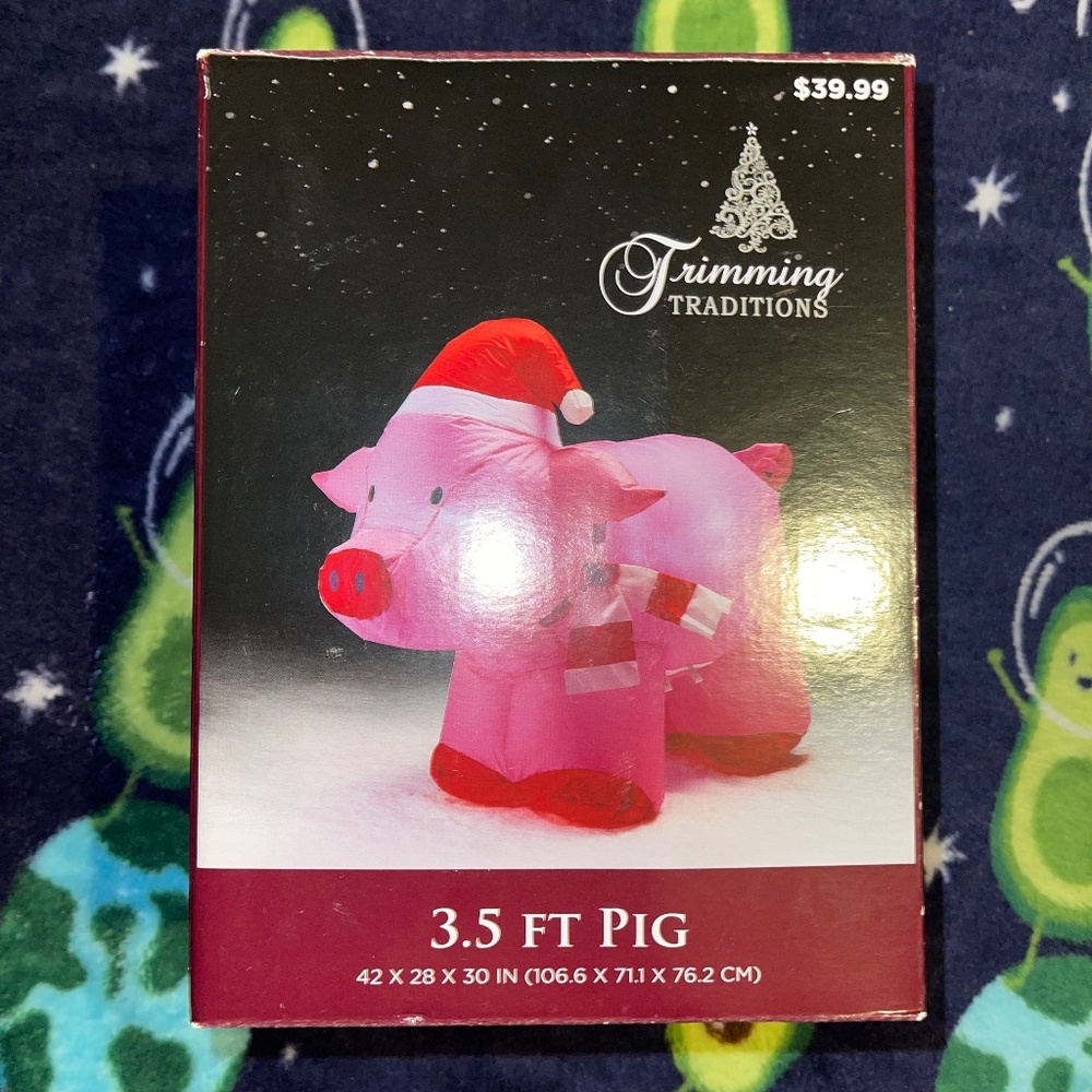 3.5 feet tall inflatable Christmas pig